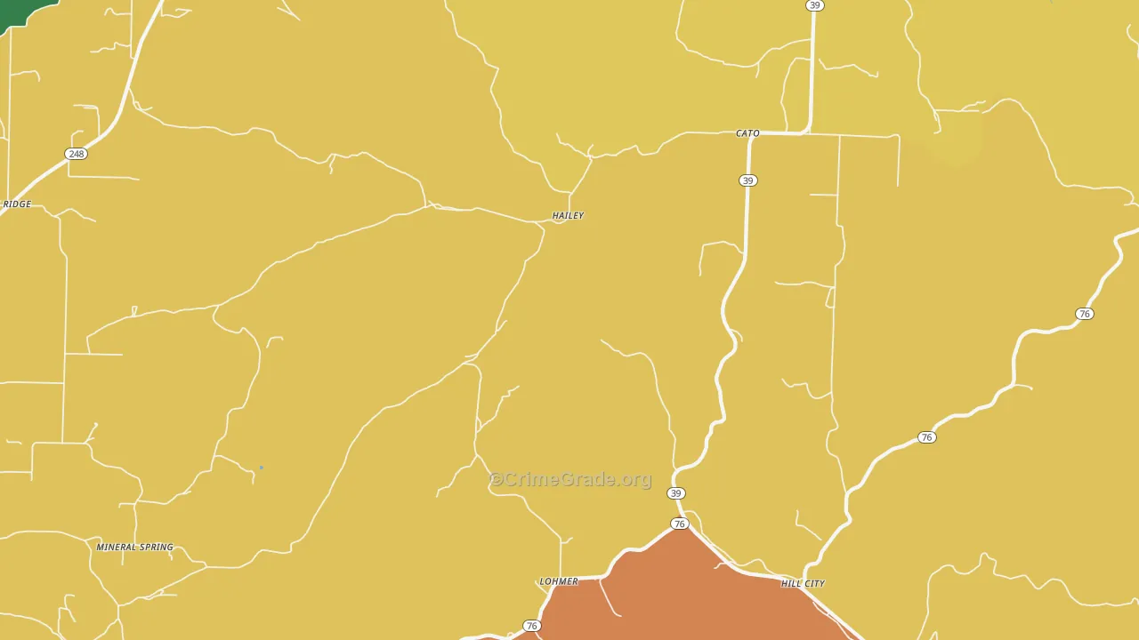 Hailey, MO Map of Robbery Rates