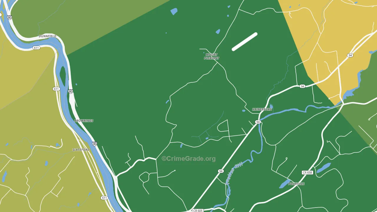 Hainesburg, NJ Map of Robbery Rates