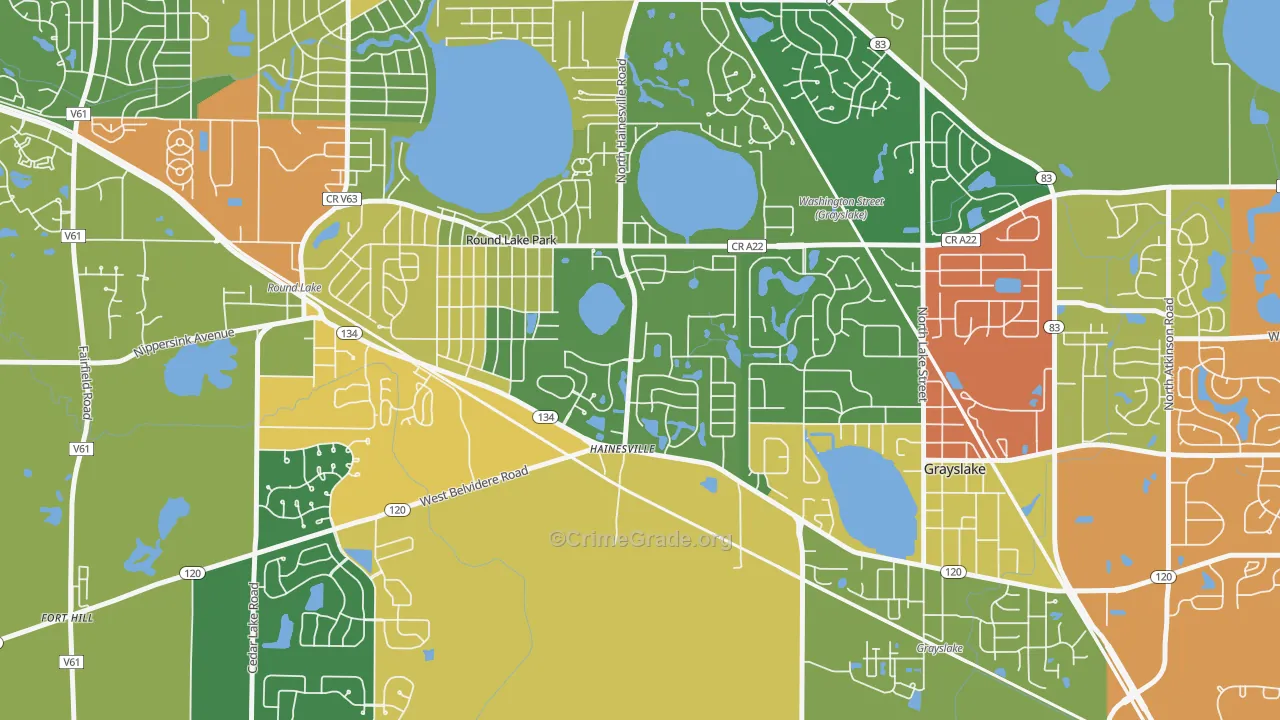 Hainesville, IL Map of Robbery Rates