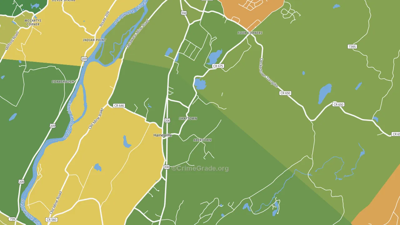 Hainesville, NJ Map of Robbery Rates