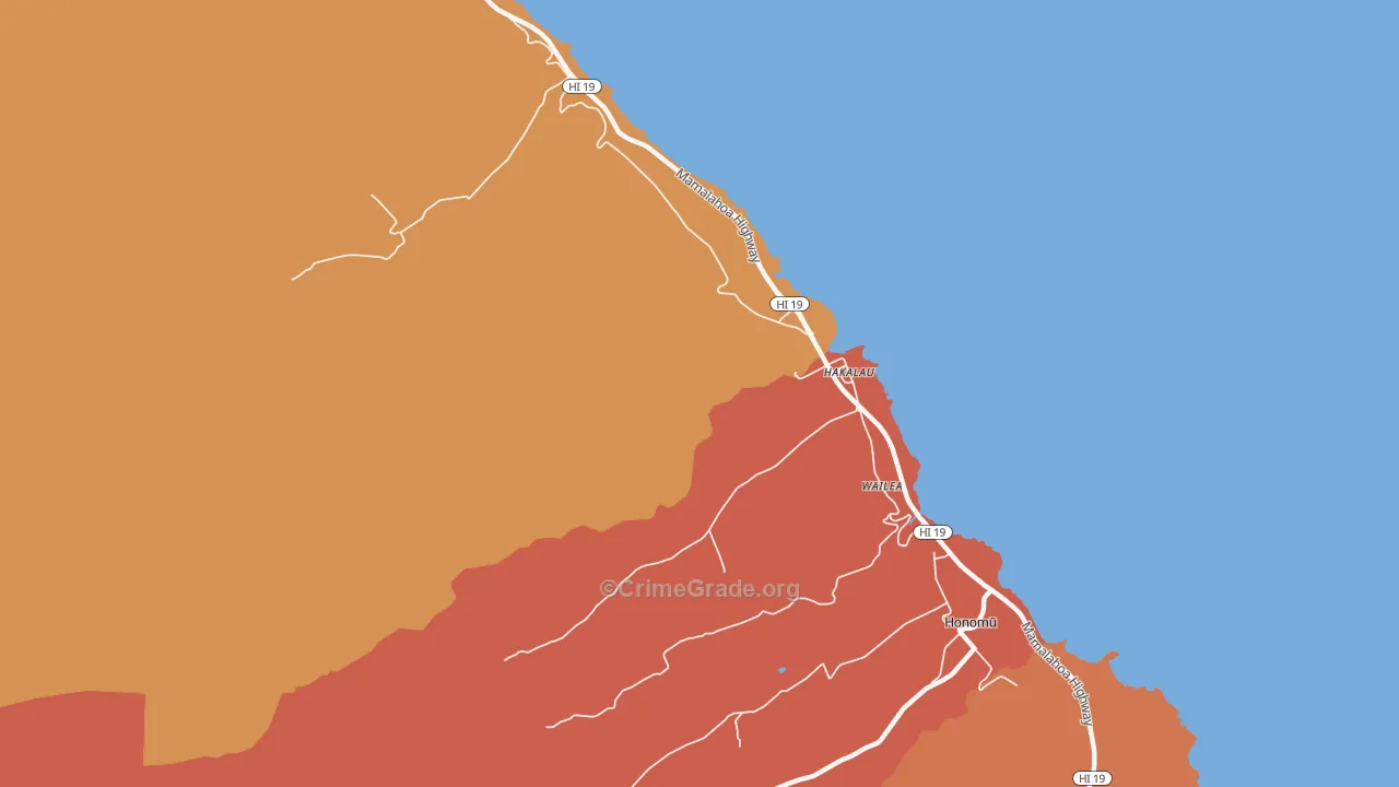 Hakalau, HI Map of Robbery Rates