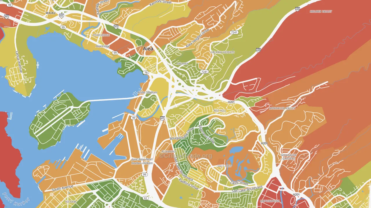Halawa, HI Map of Robbery Rates