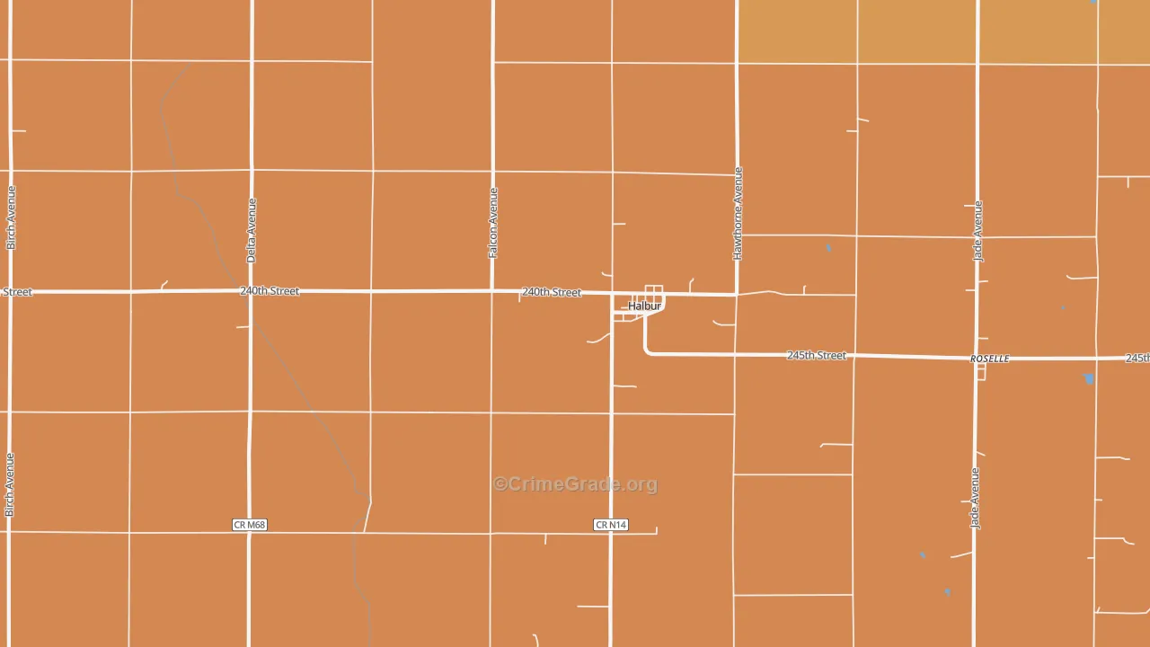 Halbur, IA Map of Robbery Rates