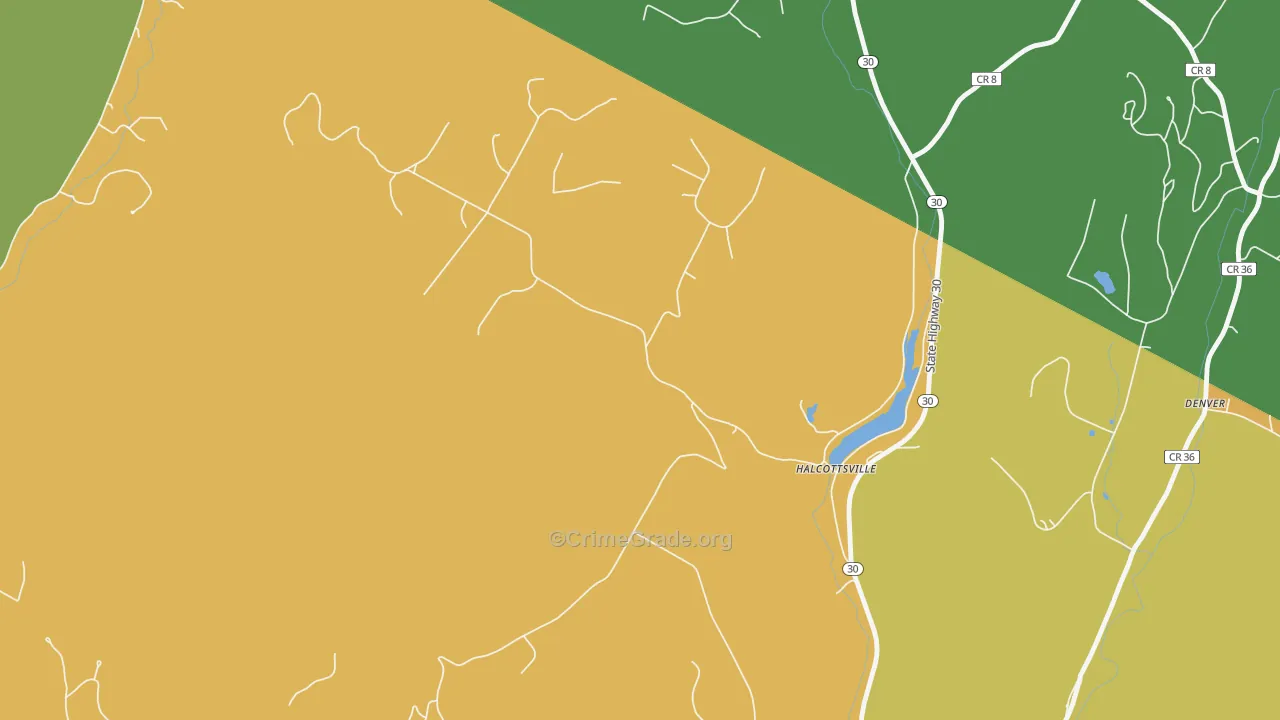 Halcottsville, NY Map of Robbery Rates