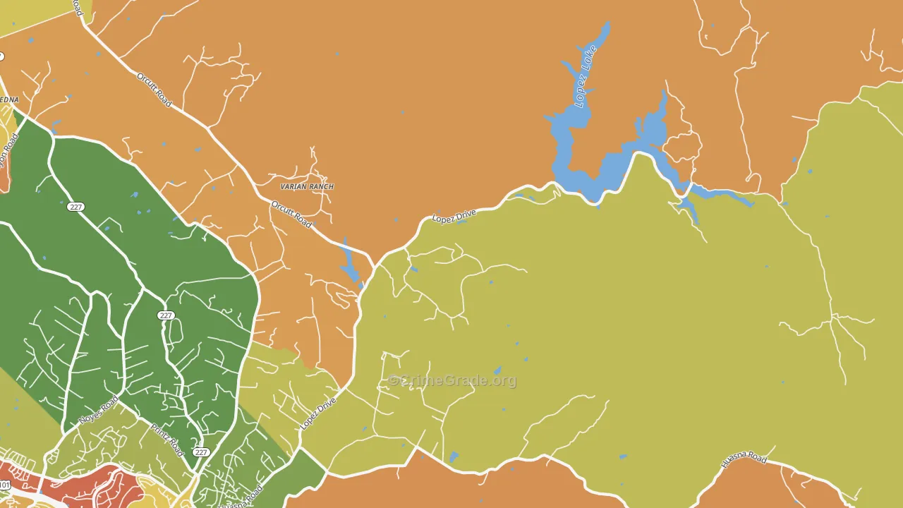 Halcyon, CA Map of Robbery Rates