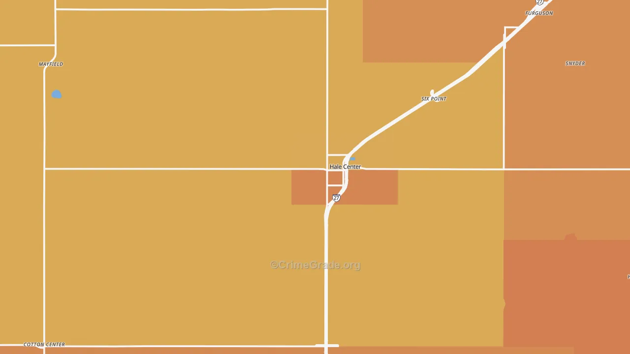 Hale Center, TX Map of Robbery Rates