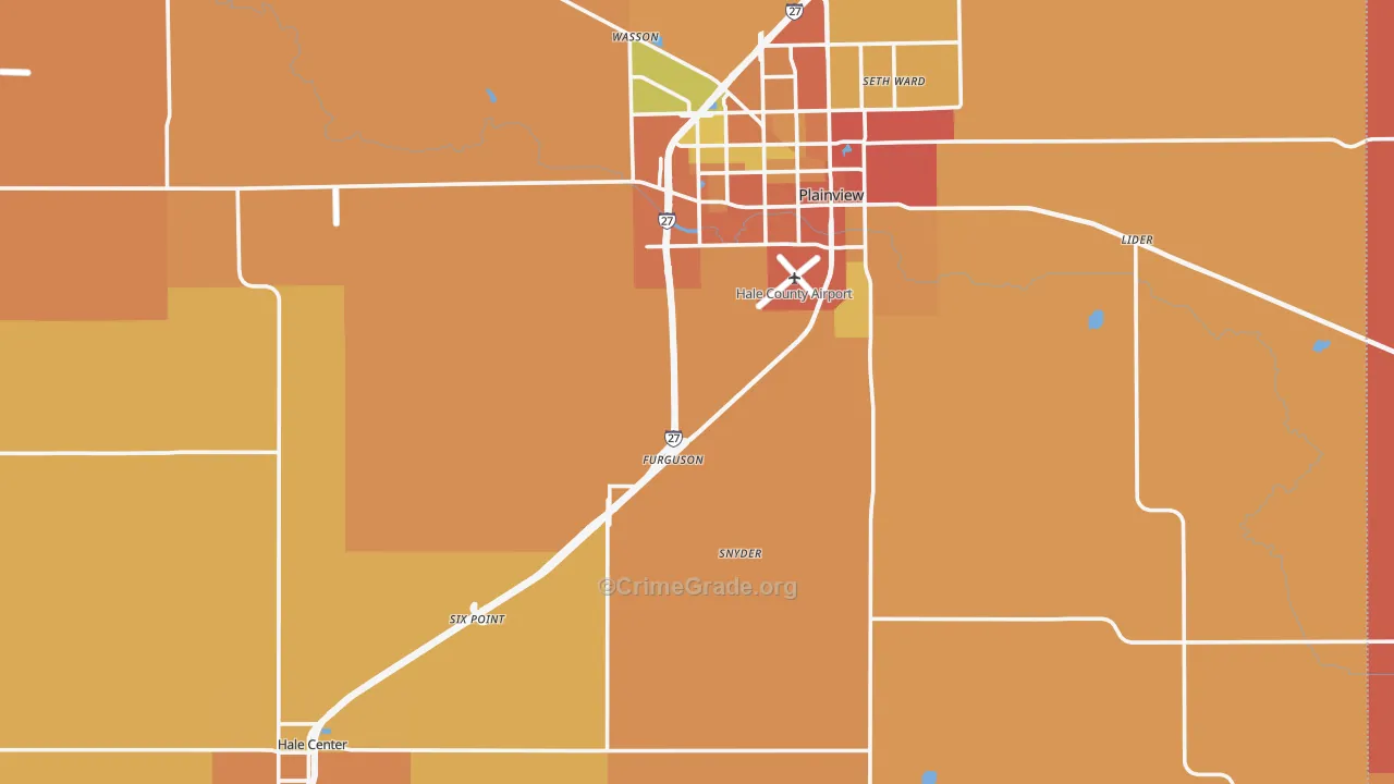 Hale County, TX Map of Robbery Rates