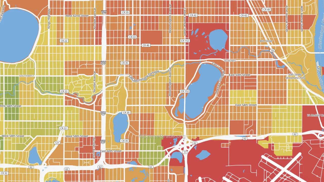 Hale, Minneapolis, MN Map of Robbery Rates