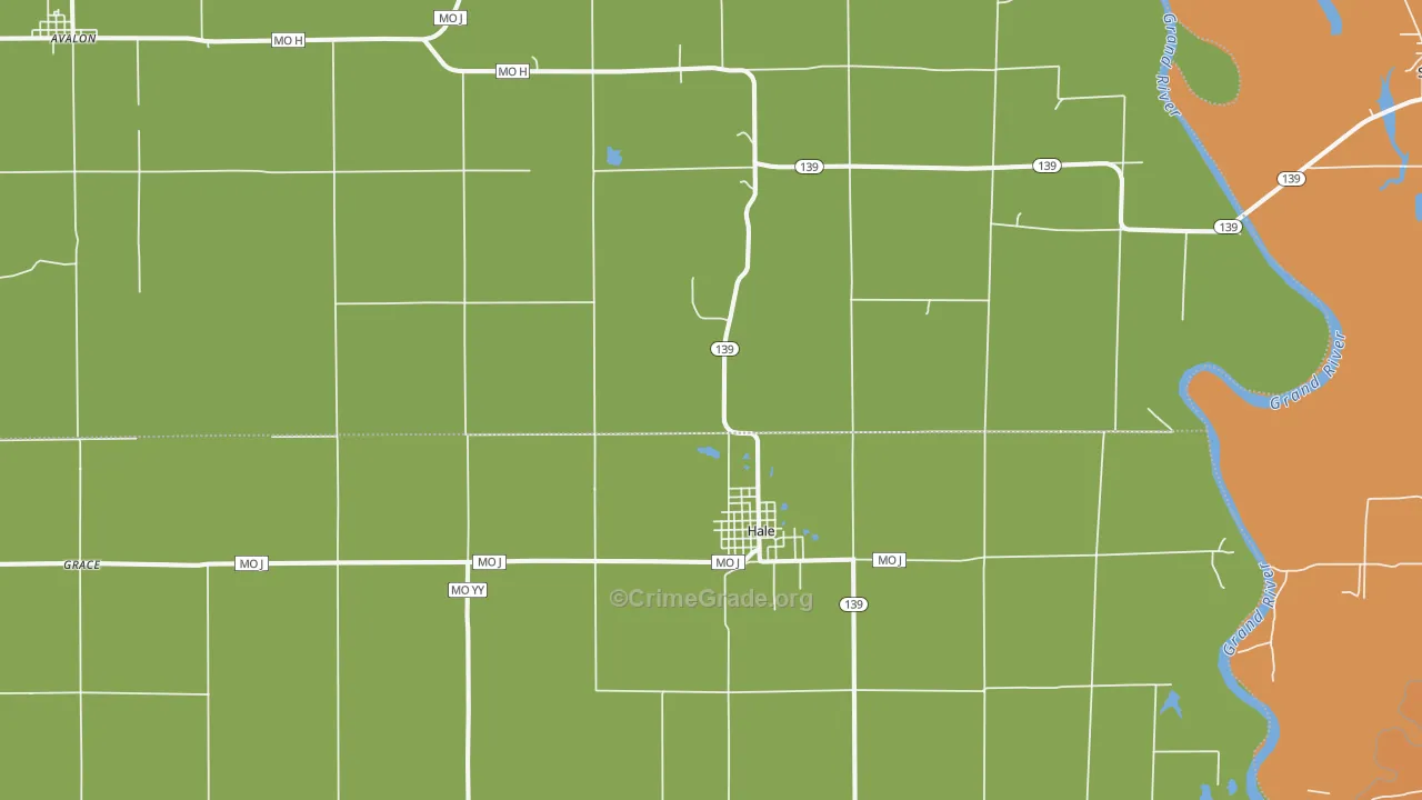 Hale, MO Map of Robbery Rates