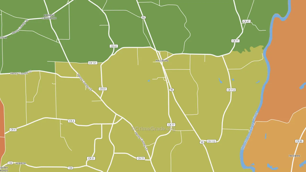 Haleburg, AL Map of Robbery Rates