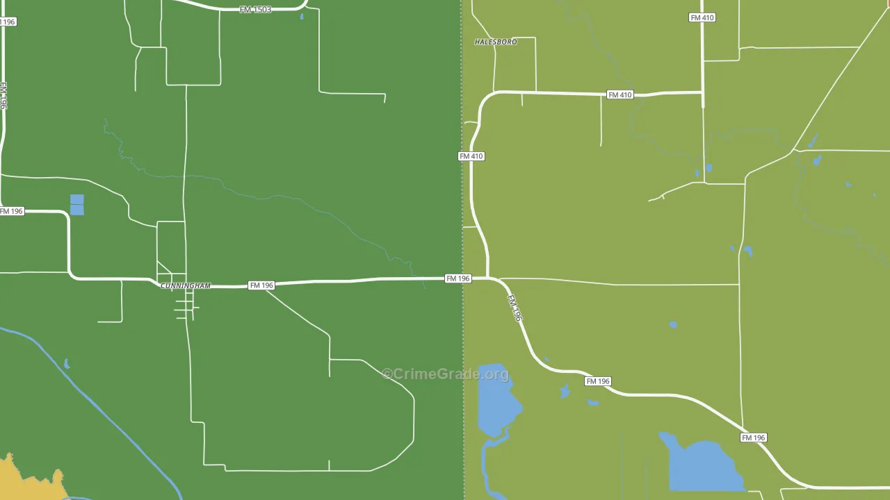 Halesboro, TX Map of Robbery Rates