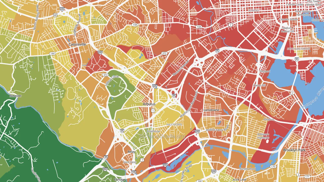 Halethorpe, MD Map of Robbery Rates