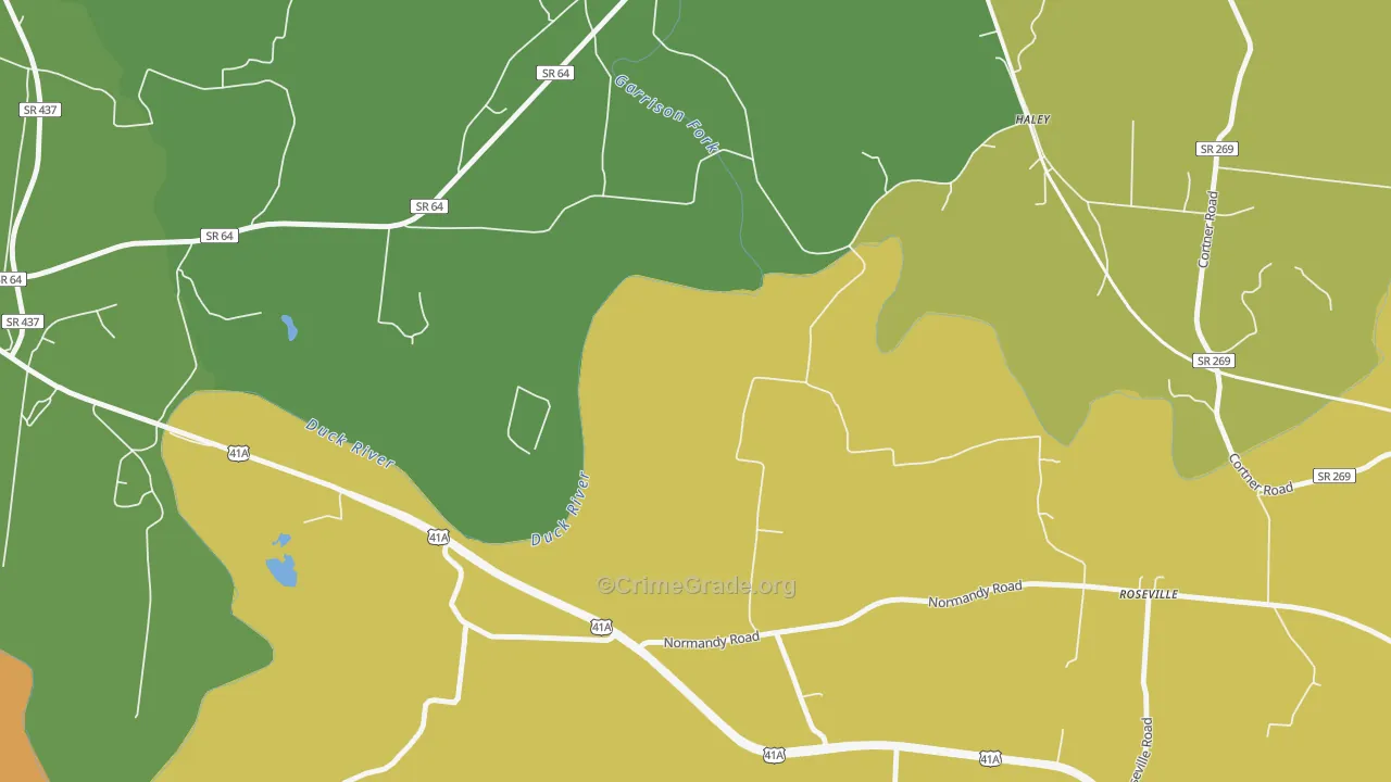 Haley, TN Map of Robbery Rates