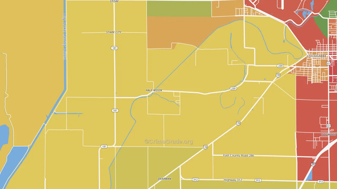 Half Moon, AR Map of Robbery Rates