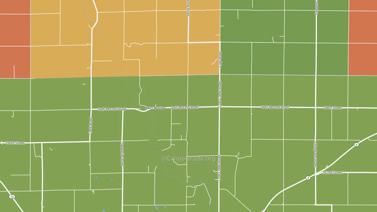 Half Mound, KS Map of Robbery Rates