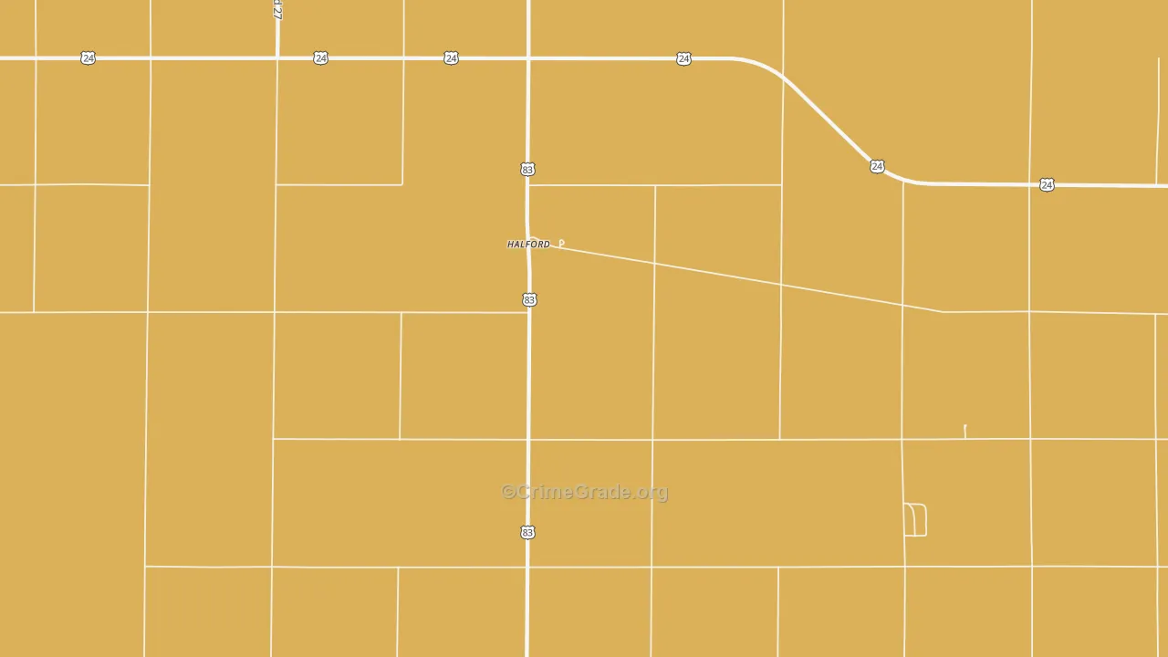 Halford, KS Map of Robbery Rates
