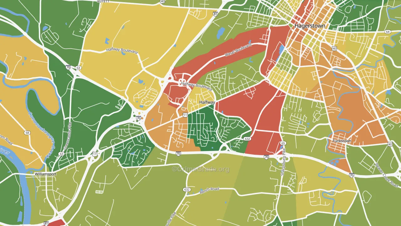 Halfway, MD Map of Robbery Rates