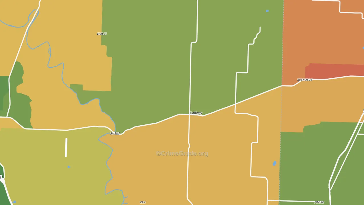 Halfway, MO Map of Robbery Rates