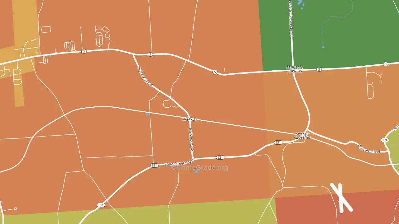 Halfway, NY Map of Robbery Rates
