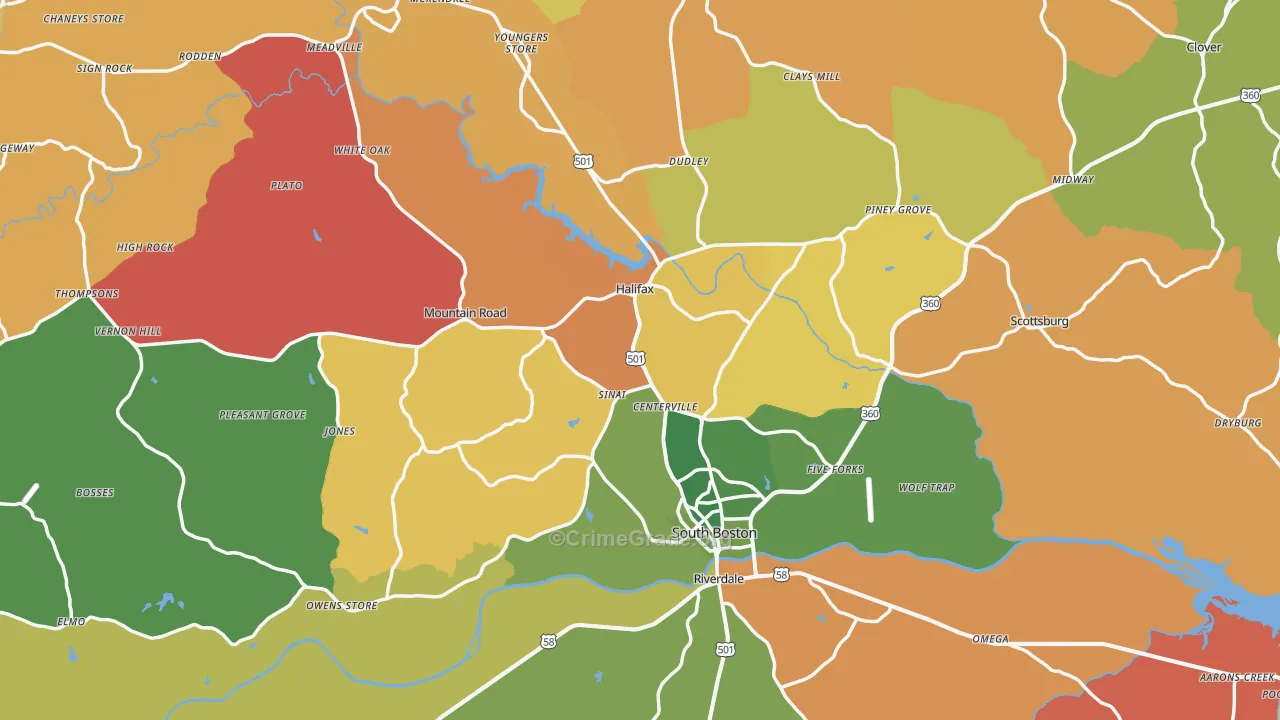 Halifax County, VA Map of Robbery Rates