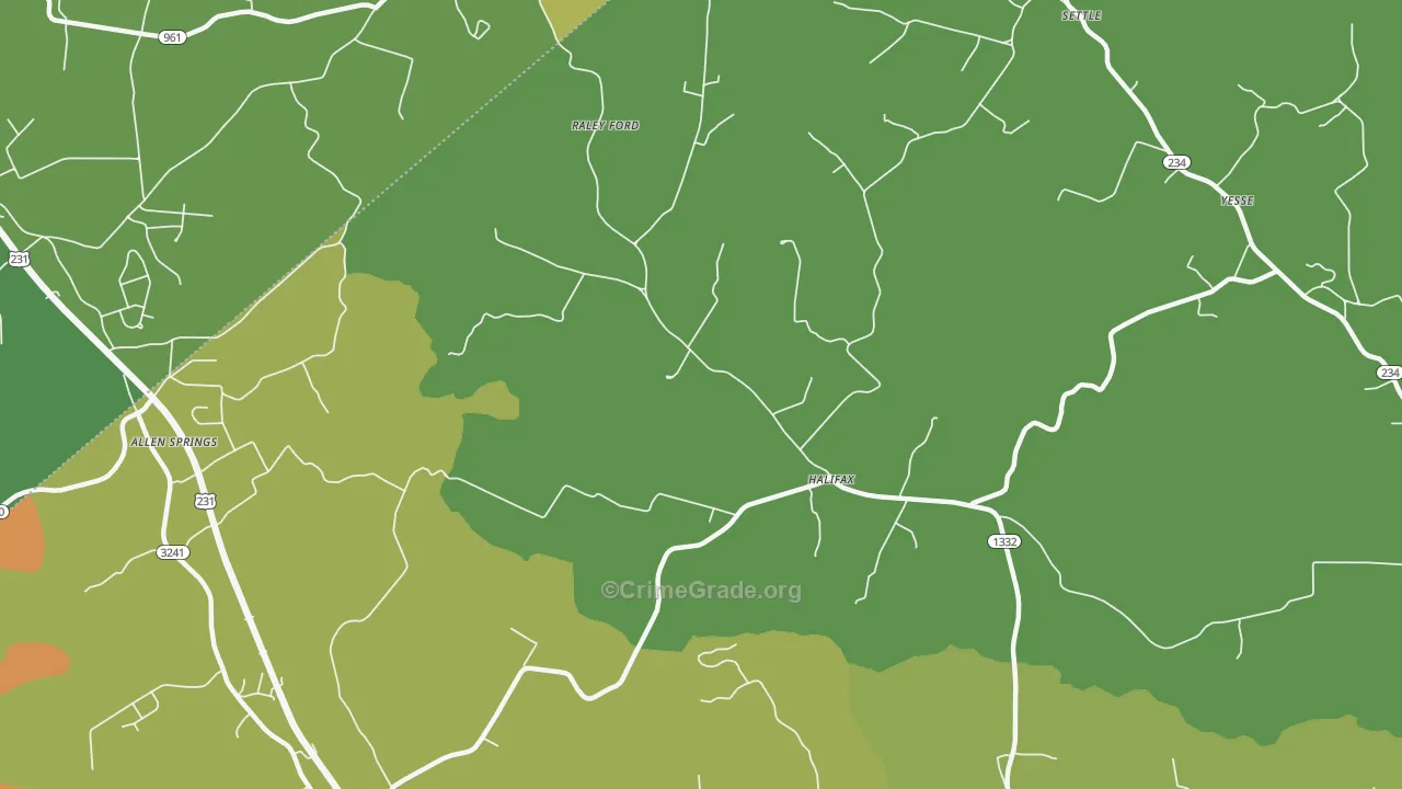 Halifax, KY Map of Robbery Rates