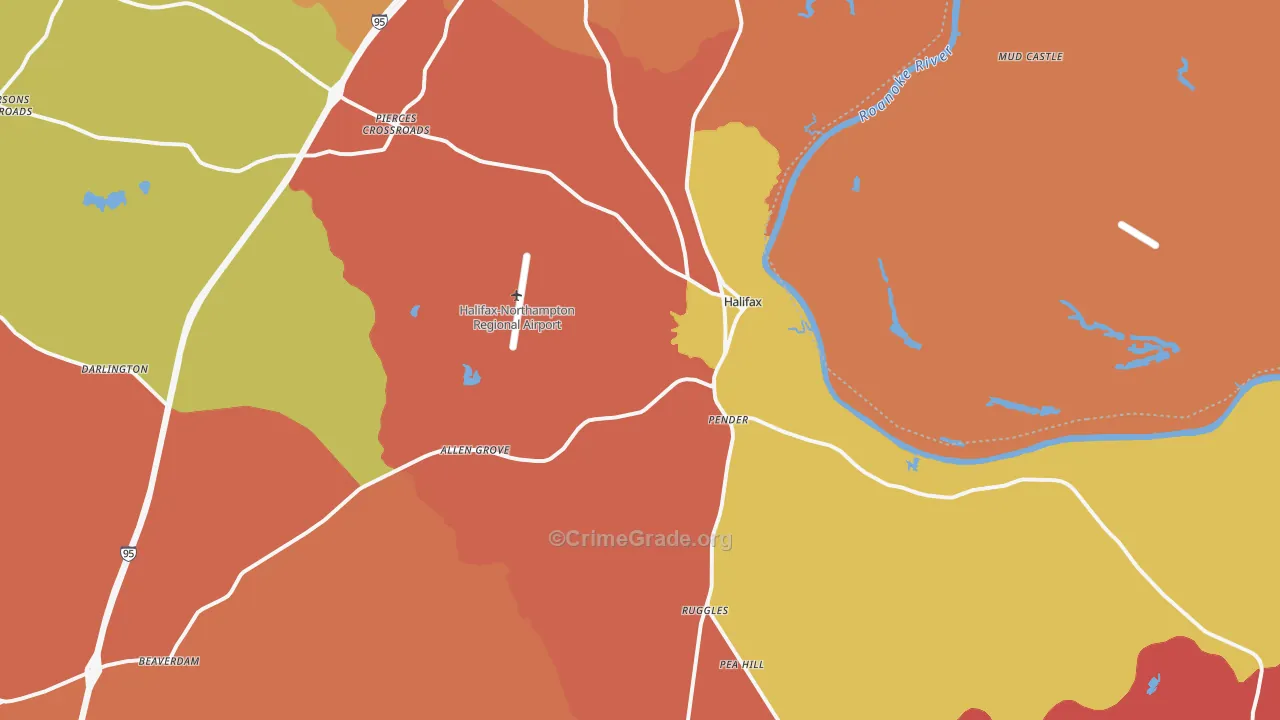 Halifax, NC Map of Robbery Rates