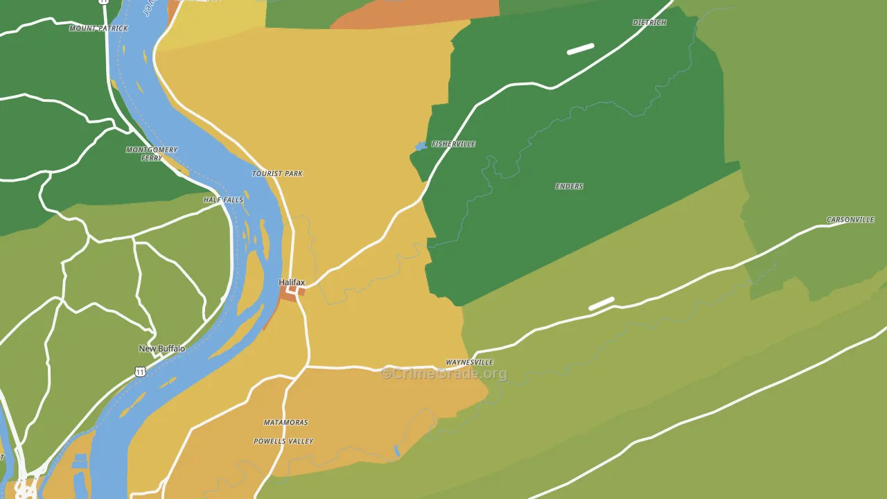 Halifax, PA Map of Robbery Rates