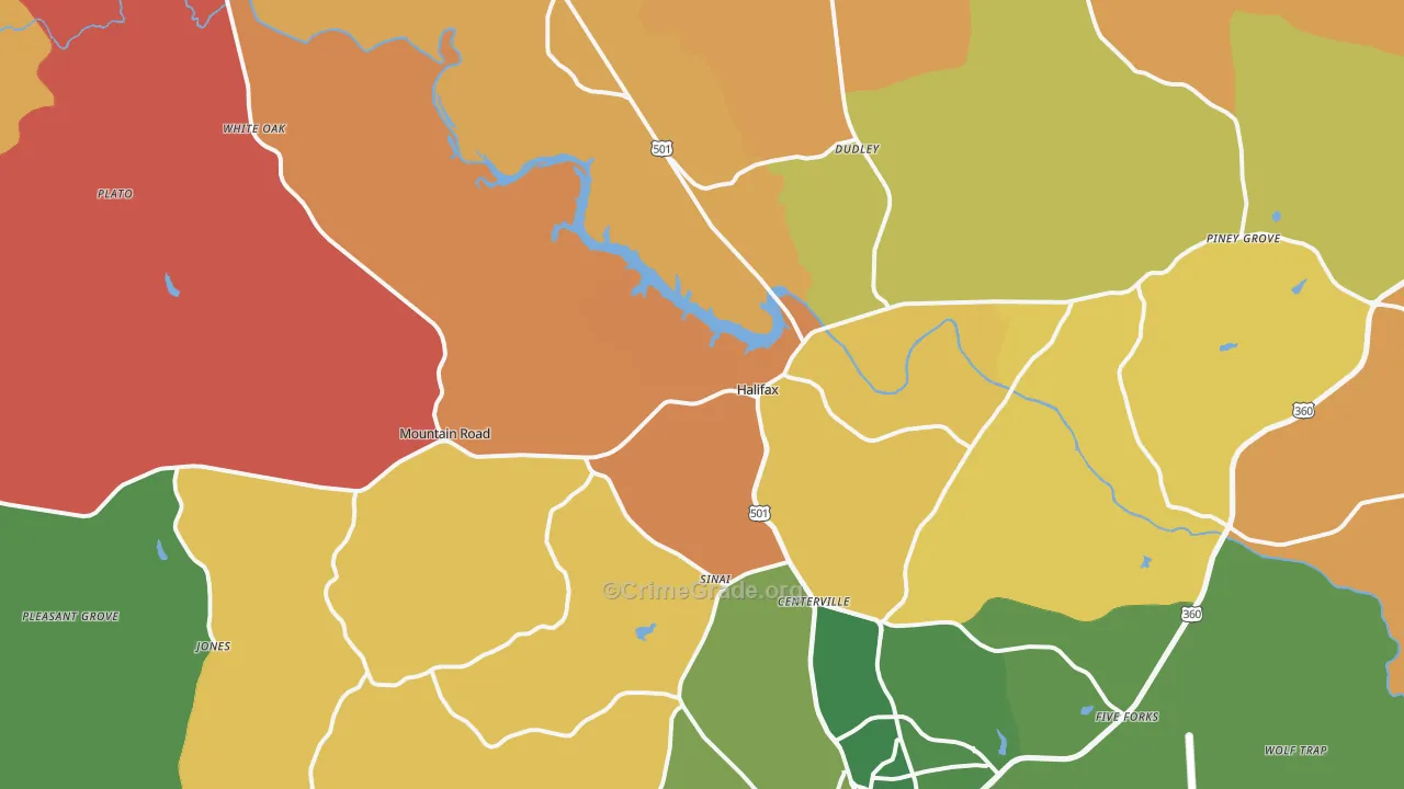 Halifax, VA Map of Robbery Rates