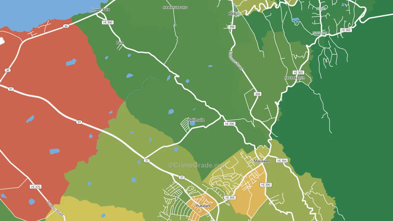 Haliimaile, HI Map of Robbery Rates