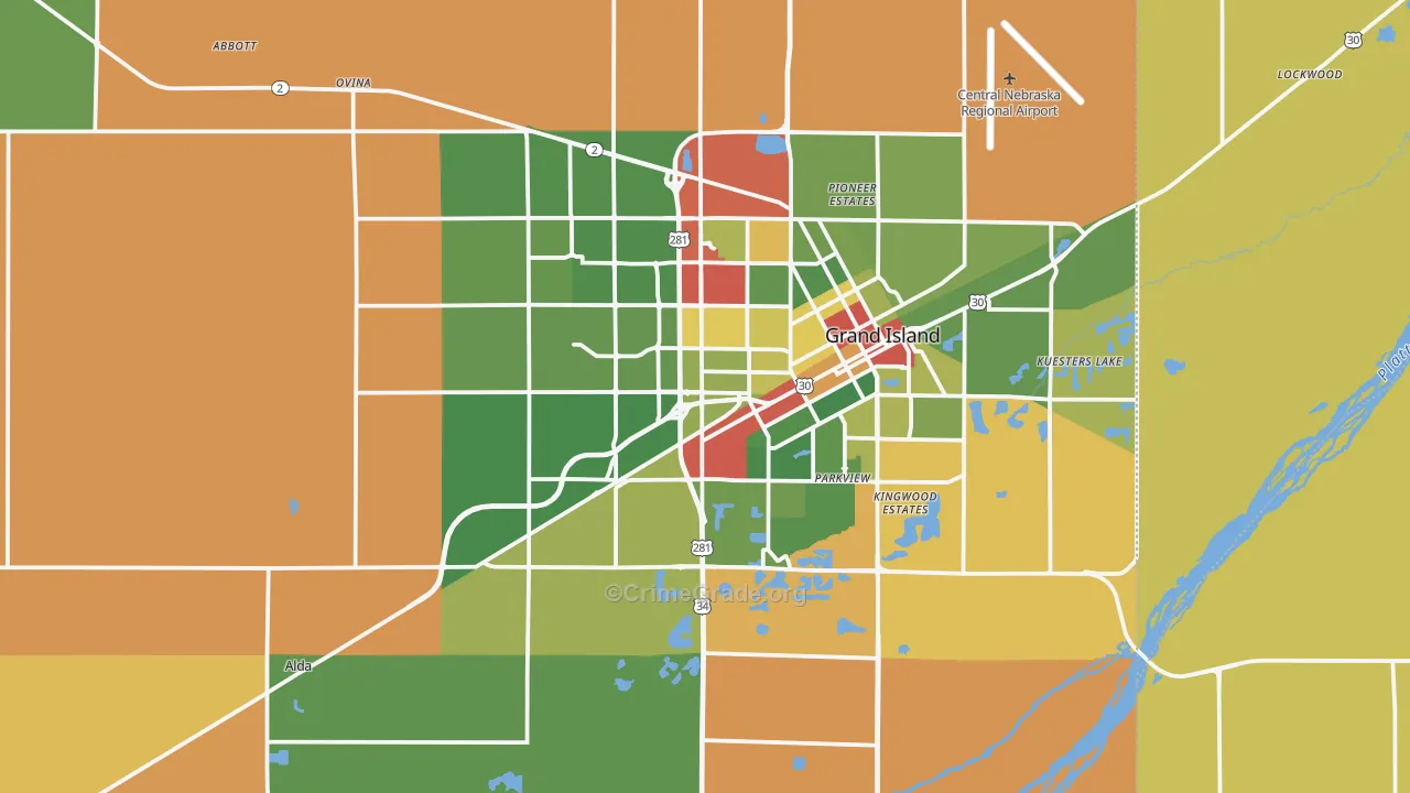 Hall County, NE Map of Robbery Rates