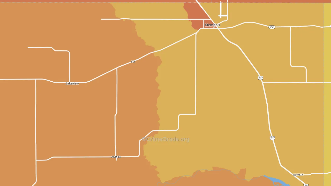 Hall County, TX Map of Robbery Rates