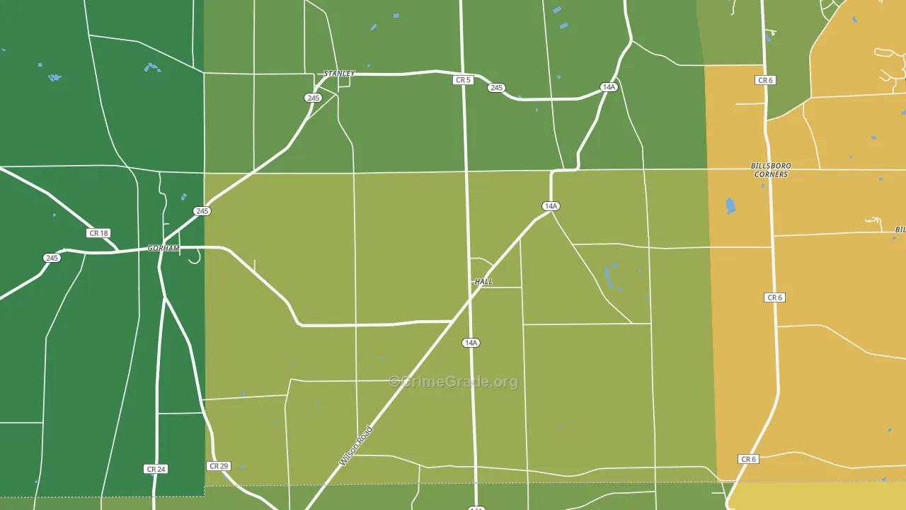 Hall, NY Map of Robbery Rates