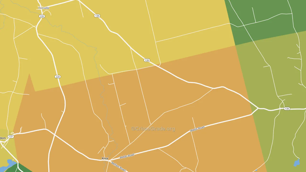 Halldale, ME Map of Robbery Rates