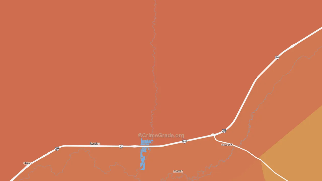 Halleck, NV Map of Robbery Rates