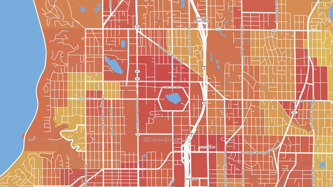 Haller Lake, Seattle, WA Map of Robbery Rates