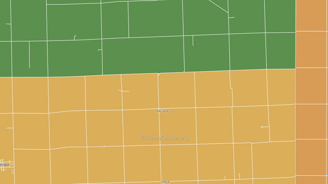 Hallock, IL Map of Robbery Rates