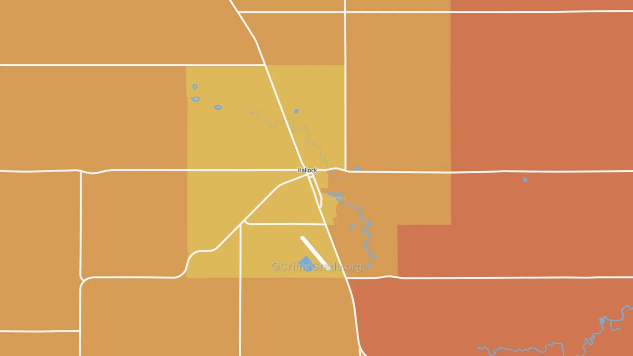 Hallock, MN Map of Robbery Rates