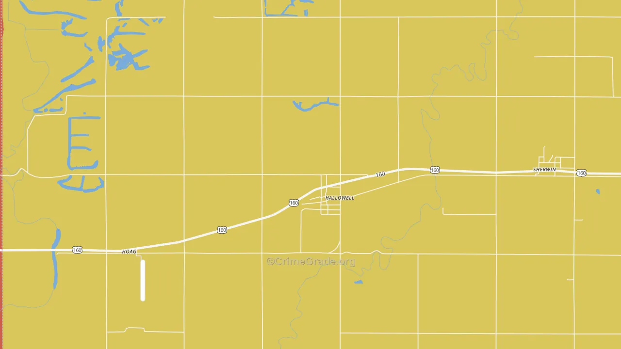 Hallowell, KS Map of Robbery Rates