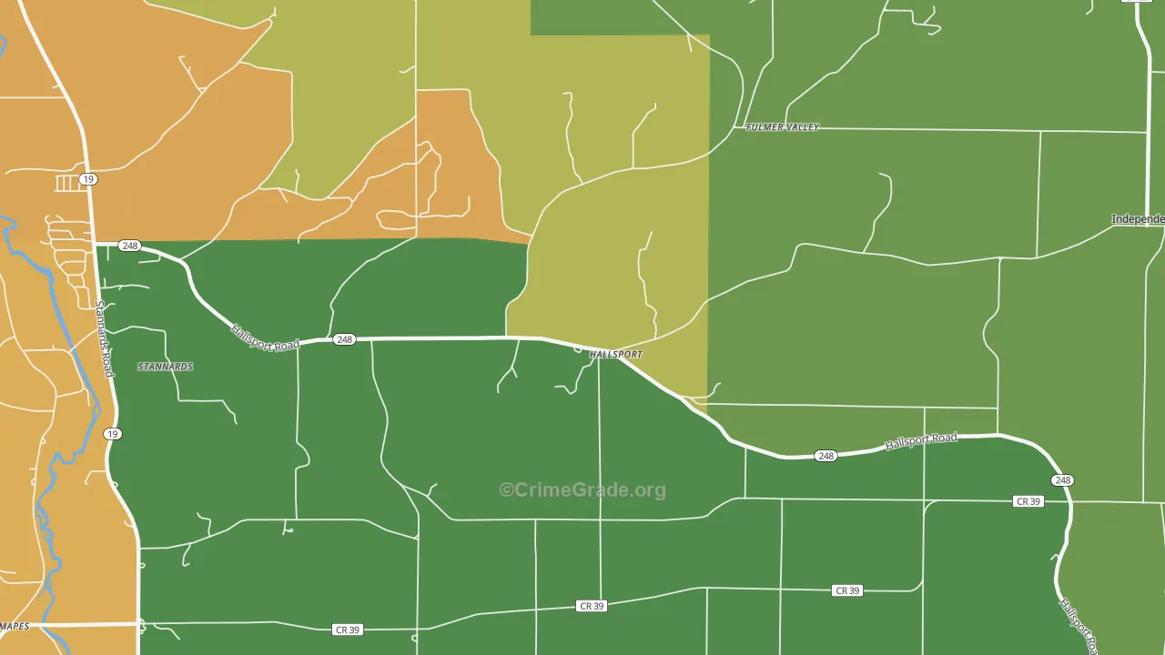 Hallsport, NY Map of Robbery Rates