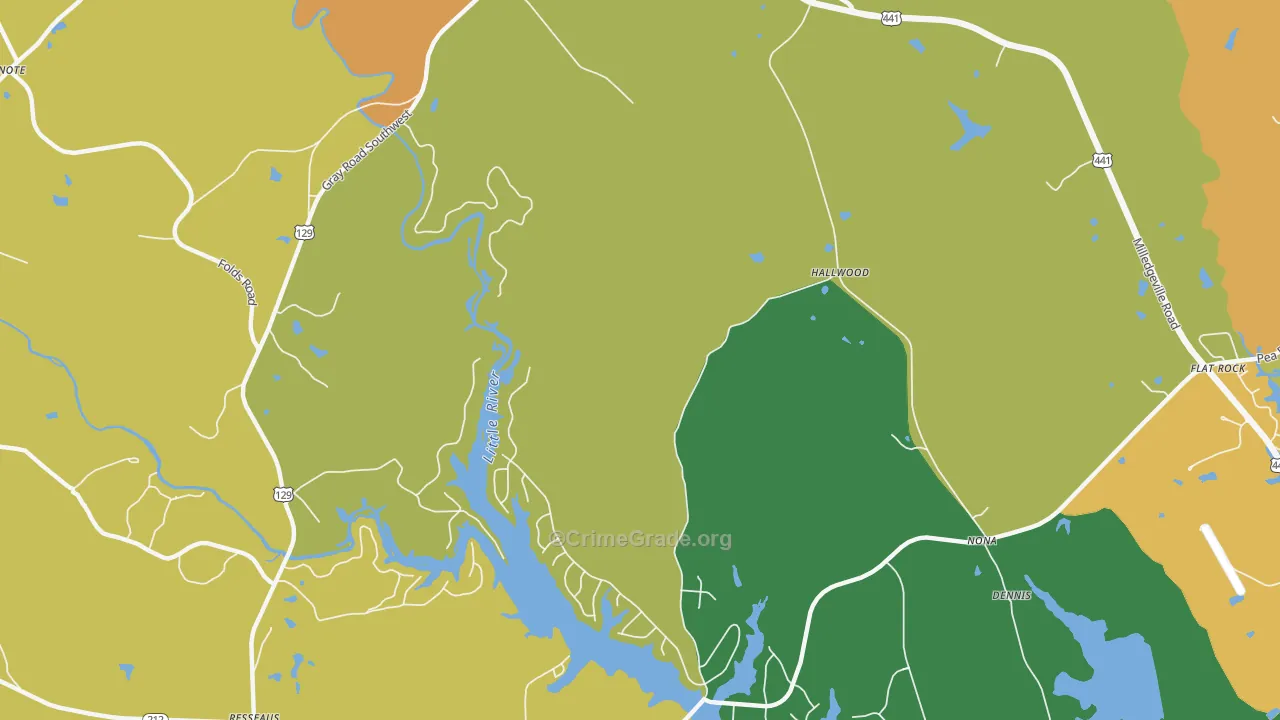 Hallwood, GA Map of Robbery Rates