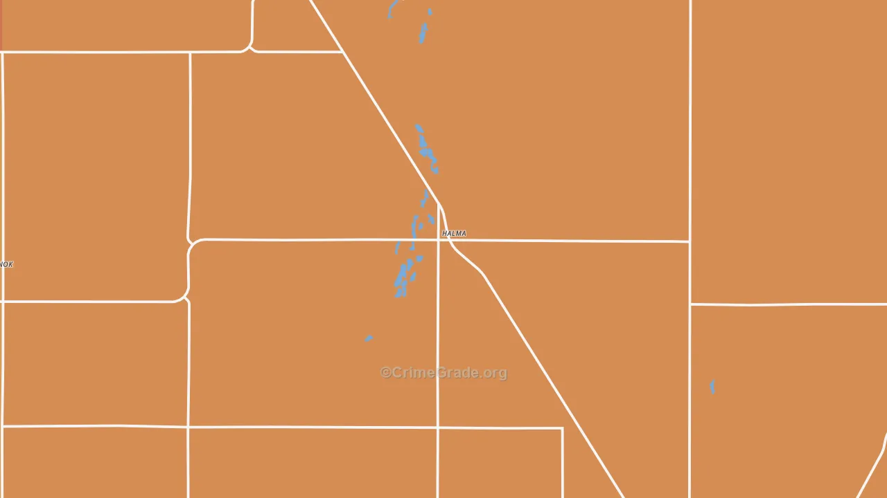 Halma, MN Map of Robbery Rates
