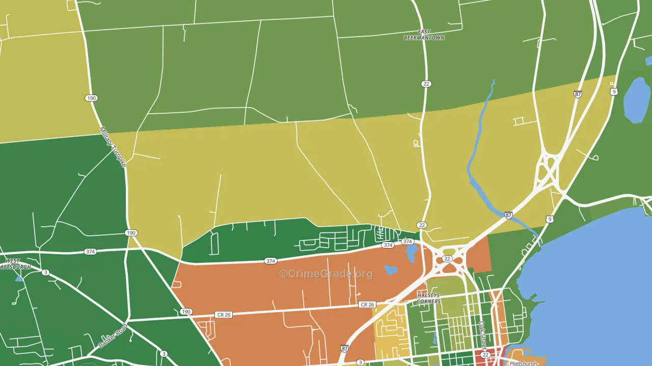 Halseys Corners, NY Map of Robbery Rates