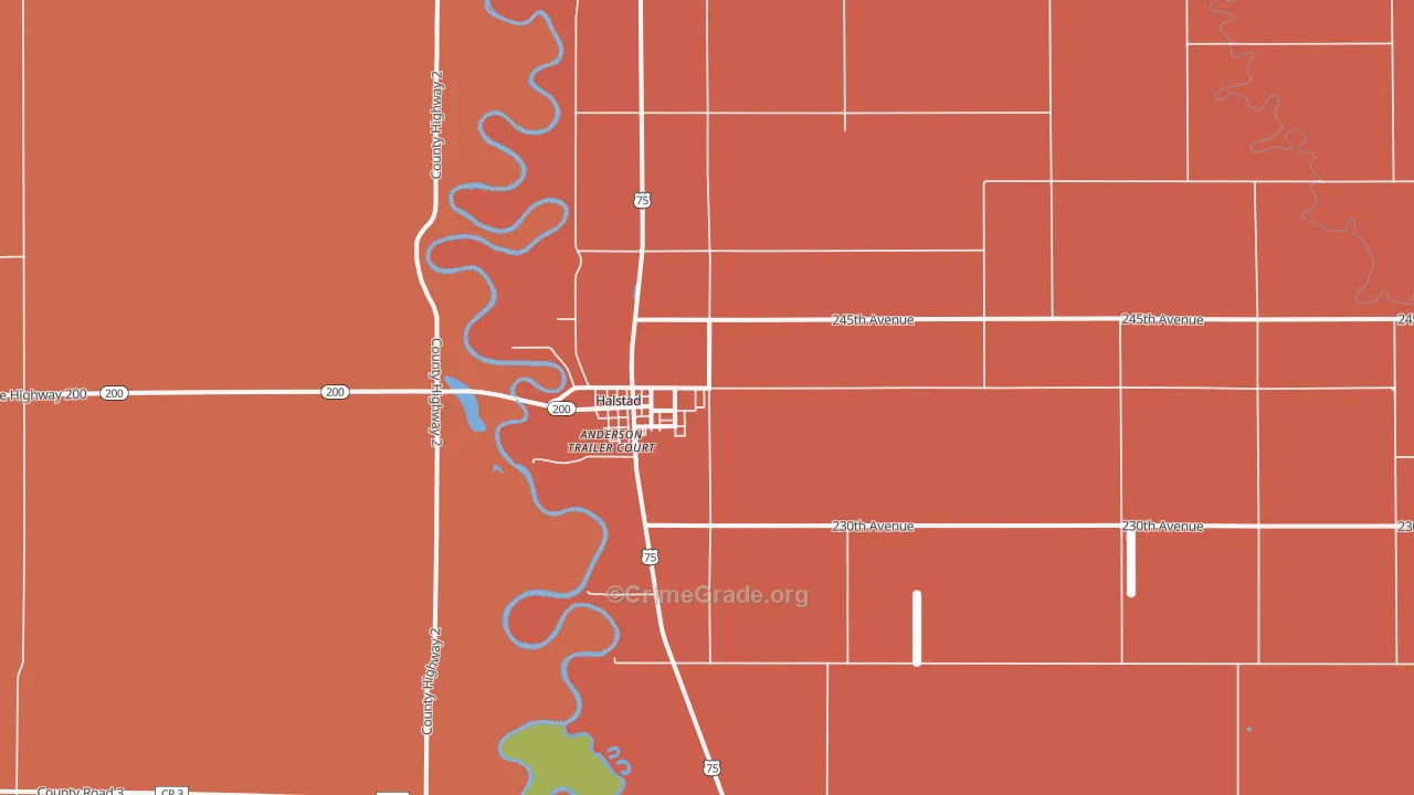 Halstad, MN Map of Robbery Rates