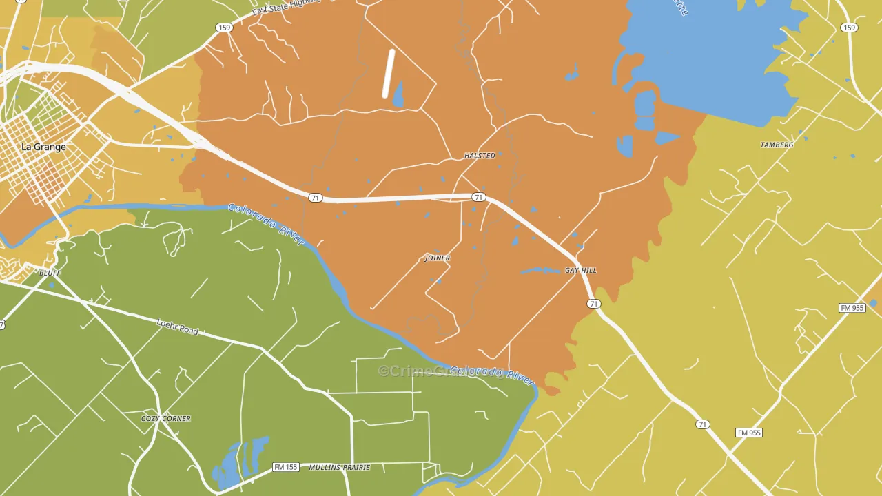 Halsted, TX Map of Robbery Rates