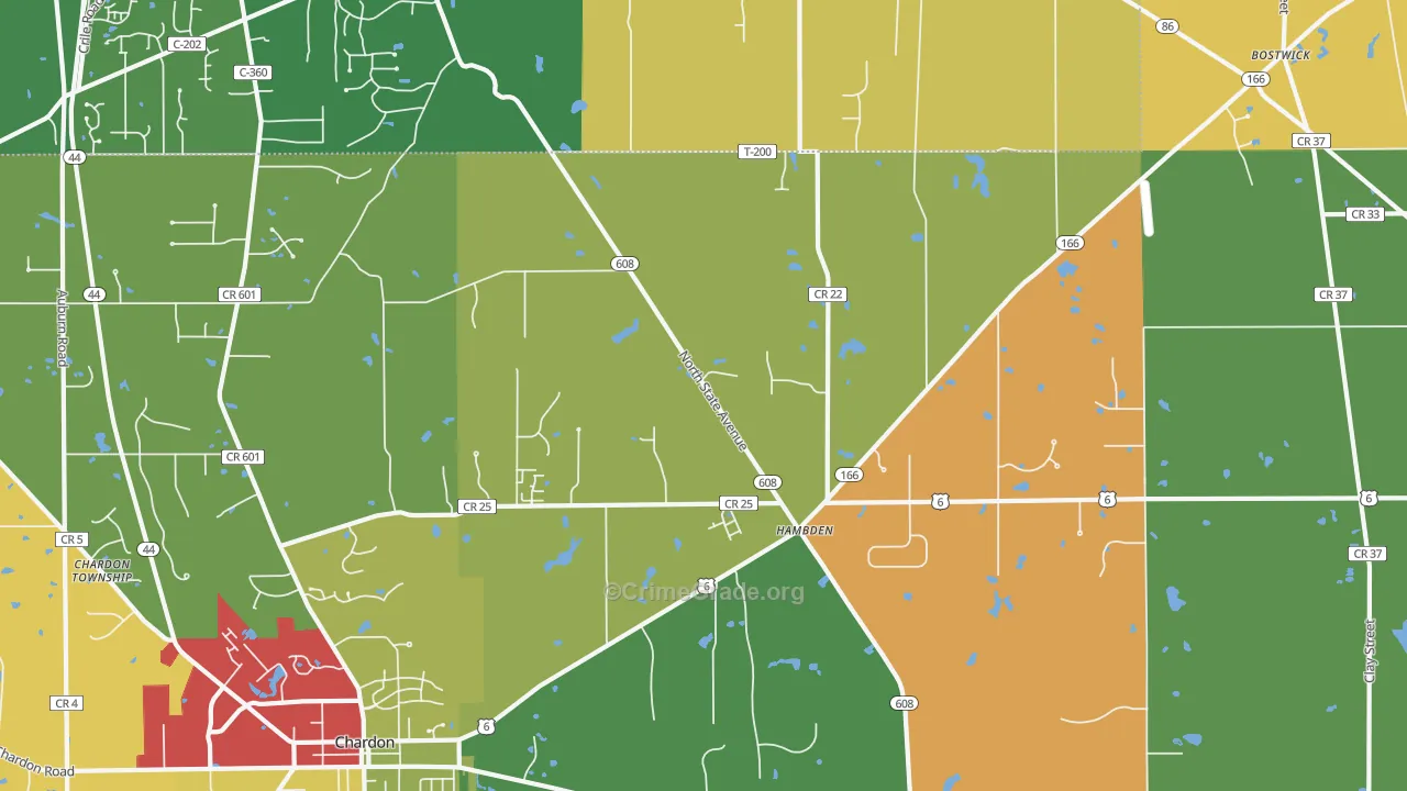 Hambden, OH Map of Robbery Rates