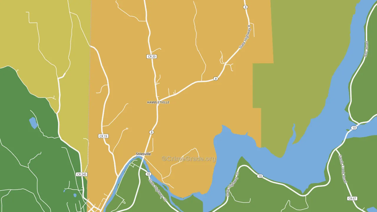 Hambletville, NY Map of Robbery Rates