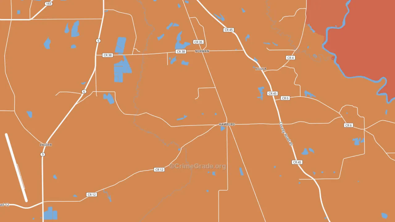 Hamburg, AL Map of Robbery Rates