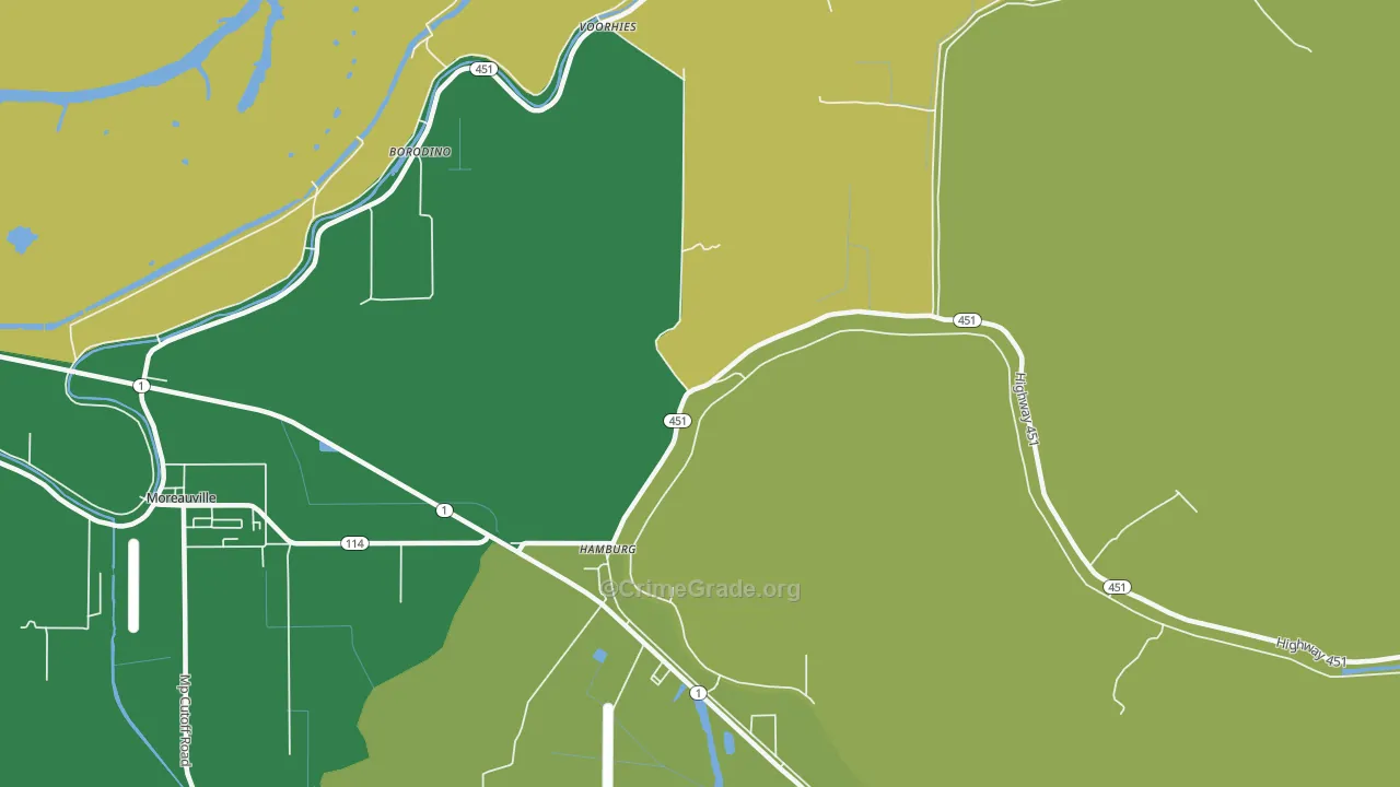Hamburg, LA Map of Robbery Rates