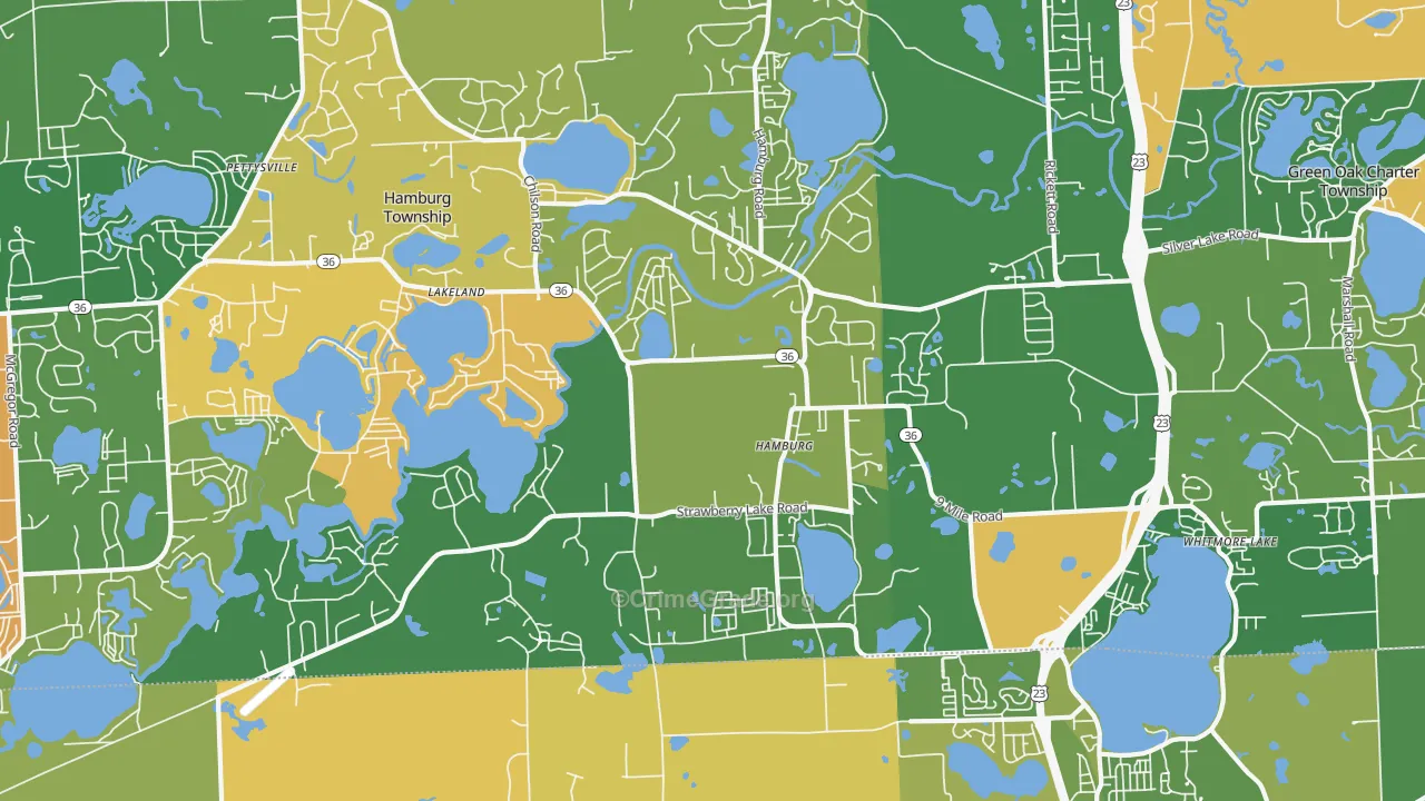 Hamburg, MI Map of Robbery Rates
