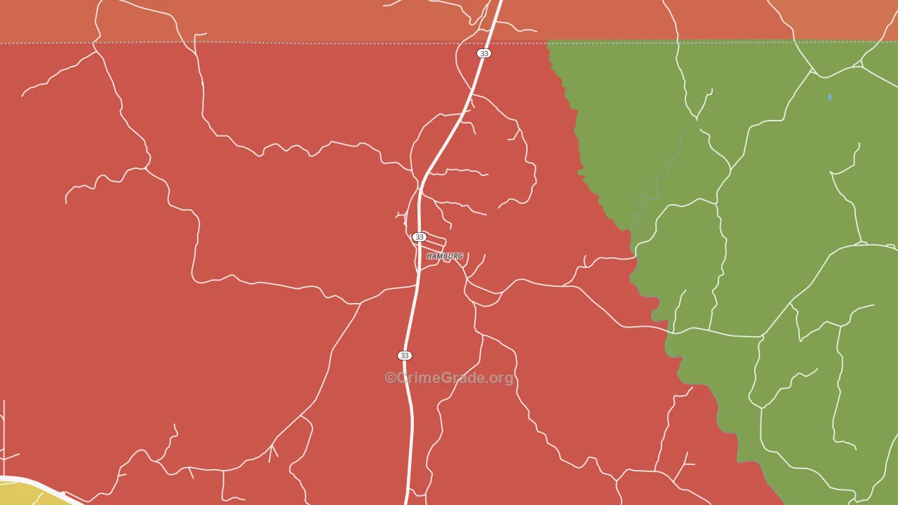 Hamburg, MS Map of Robbery Rates
